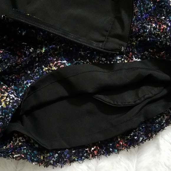 BCBGENERATION Black multicolored thread detail shorts ruffle flirty sz.8 - Picture 5 of 7